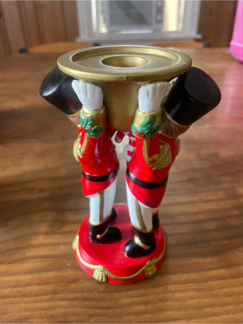 Vintage Christmas Ceramic Toy Soldier Tapestry Candle Holder festive beautiful